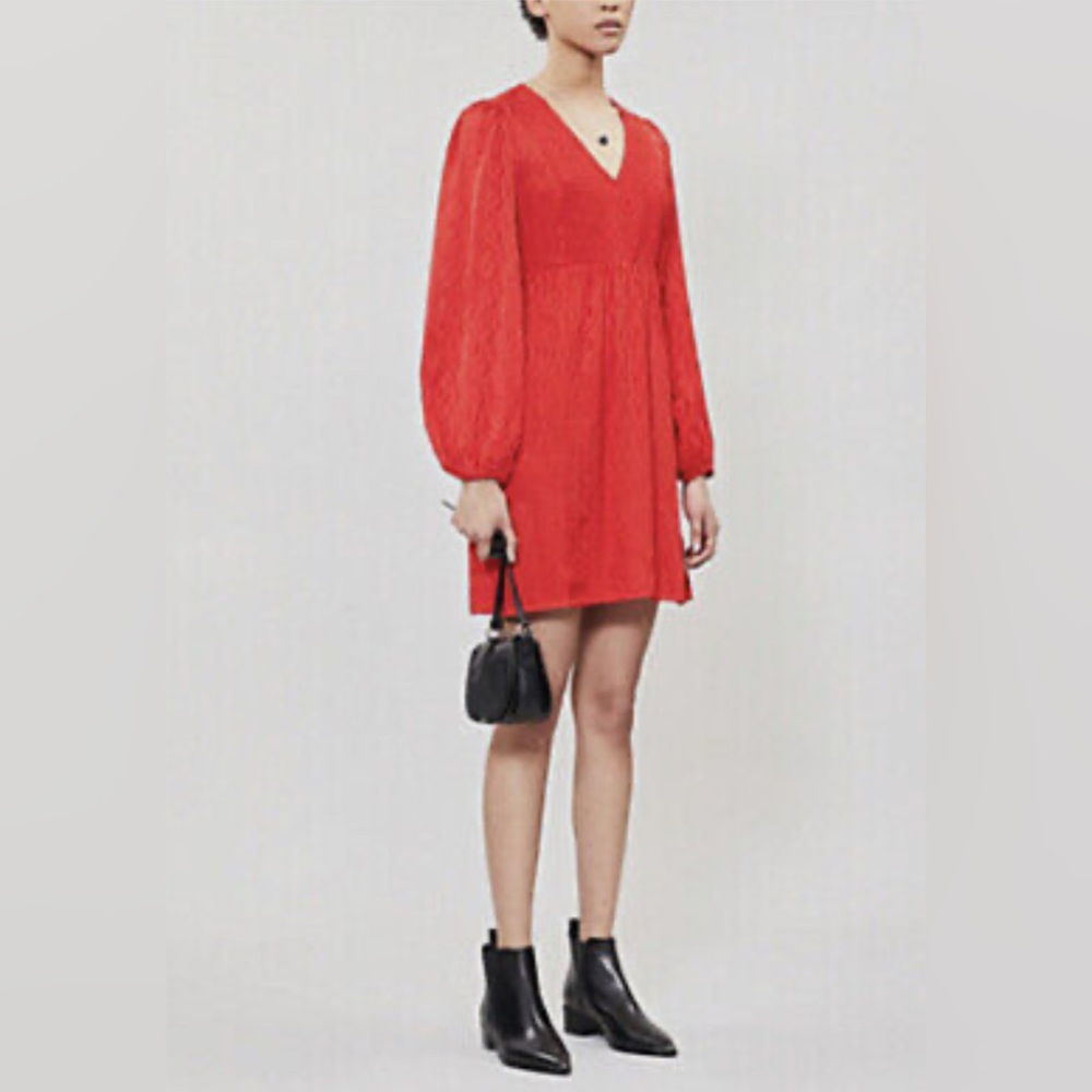 Maje Rimine Jaquard Red Mini Dress